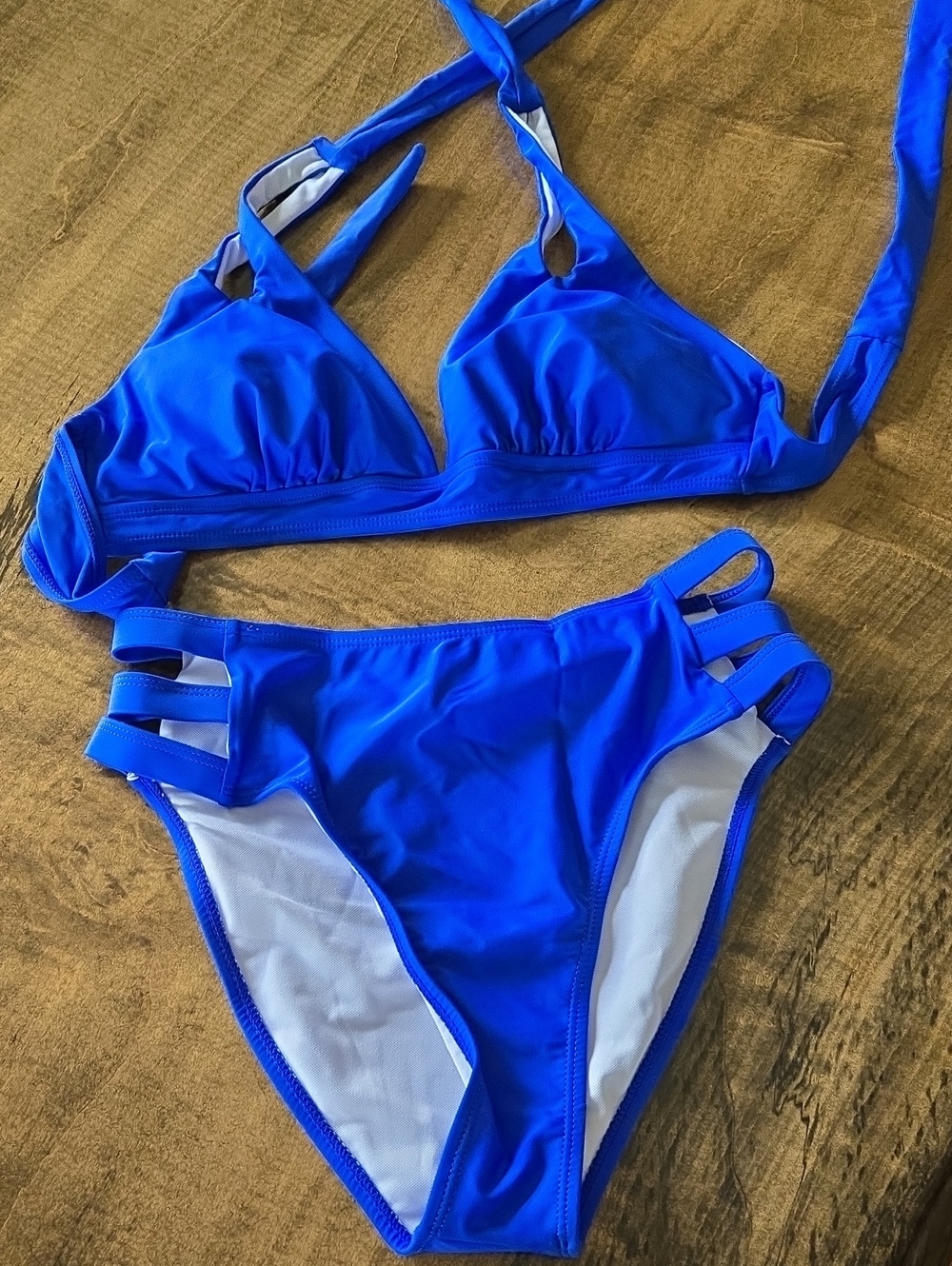 Salt Wave Scoop-Neck Royal Blue Women's Bikini Set